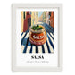 Salsa – Italian Outdoor Café Scene, Larder Still Life, placed in minimal white frame
