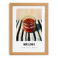 Relish – on Striped Tablecloth, Dry Goods Illustration, set in oak frame