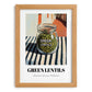 Green Lentils – Italian Café on the Corner, Kitchen Storage Illustration, set in oak frame
