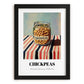 Chickpeas – on Striped Tablecloth, Pantry Illustration, in sleek black frame