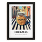 Chickpeas – Italian Outdoor Café Scene, Food Shelf Art, in sleek black frame