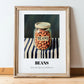 Beans – on Striped Tablecloth, Ingredients Corner Wall Decor, in wooden frame leaning on the floor