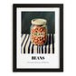 Beans – on Striped Tablecloth, Ingredients Corner Wall Decor, in sleek black frame