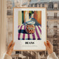 Beans – Italian Café on the Corner, Food Shelf Wall Illustration, styled in a charming Paris street view