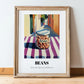 Beans – Italian Café on the Corner, Food Shelf Wall Illustration, in wooden frame leaning on the floor