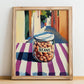 Beans – Italian Café on the Corner, Food Shelf Wall Illustration, no-text version framed in wood