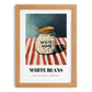 White Beans – on Striped Tablecloth, Grocery Painting, set in oak frame