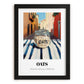 Oats – Italian Street Café Scene, Pantry Illustration, in sleek black frame