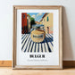 Bulgur – Italian Outdoor Café Scene, Dry Goods Illustration, in wooden frame leaning on the floor
