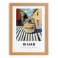 Bulgur – Italian Outdoor Café Scene, Dry Goods Illustration, set in oak frame
