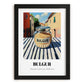 Bulgur – Italian Outdoor Café Scene, Dry Goods Illustration, in sleek black frame