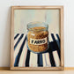 Farro – on Striped Tablecloth, Pantry Wall Decor, no-text version framed in wood