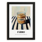 Farro – on Striped Tablecloth, Pantry Wall Decor, in sleek black frame