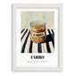 Farro – on Striped Tablecloth, Pantry Wall Decor, placed in minimal white frame