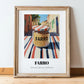 Farro – Italian Café on the Corner, Grocery Illustration, in wooden frame leaning on the floor