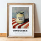 Basmati Rice – on Striped Tablecloth, Shelf Stock Wall Decor, in wooden frame leaning on the floor