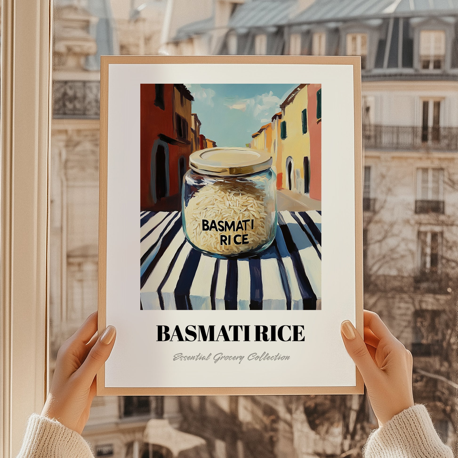 Basmati Rice – Italian Street Café Scene, Pantry Wall Decor, styled in a charming Paris street view