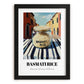Basmati Rice – Italian Street Café Scene, Pantry Wall Decor, in sleek black frame