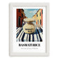 Basmati Rice – Italian Street Café Scene, Pantry Wall Decor, placed in minimal white frame