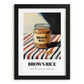 Brown Rice – on Striped Tablecloth, Larder Wall Decor, in sleek black frame