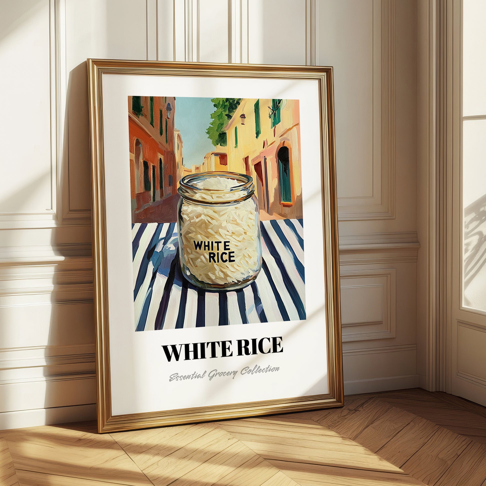 White Rice – Italian Street Café Scene, Shelf Stock Painting