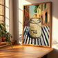 White Rice – Italian Street Café Scene, Shelf Stock Painting, clean layout with no caption