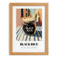 Black Rice – Italian Street Café Scene, Dry Goods Wall Art, set in oak frame
