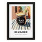 Black Rice – Italian Street Café Scene, Dry Goods Wall Art, in sleek black frame