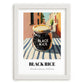 Black Rice – Italian Street Café Scene, Dry Goods Wall Art, placed in minimal white frame