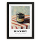 Black Rice – on Striped Tablecloth, Pantry Painting, in sleek black frame