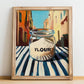 Flour – Italian Street Café Scene, Dough Wall Art, no-text version framed in wood
