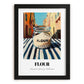 Flour – Italian Street Café Scene, Dough Wall Art, in sleek black frame