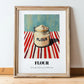 Flour – on Striped Tablecloth, Dough Poster, in wooden frame leaning on the floor