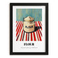 Flour – on Striped Tablecloth, Dough Poster, in sleek black frame