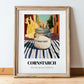 Cornstarch – Italian Café on the Corner, Dough Illustration, in wooden frame leaning on the floor