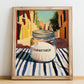 Cornstarch – Italian Café on the Corner, Dough Illustration, no-text version framed in wood
