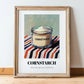 Cornstarch – on Striped Tablecloth, Dough Print, in wooden frame leaning on the floor