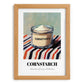 Cornstarch – on Striped Tablecloth, Dough Print, set in oak frame