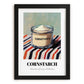 Cornstarch – on Striped Tablecloth, Dough Print, in sleek black frame