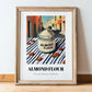 Almond Flour – Italian Urban Café Scene, Dough Wall Art, in wooden frame leaning on the floor