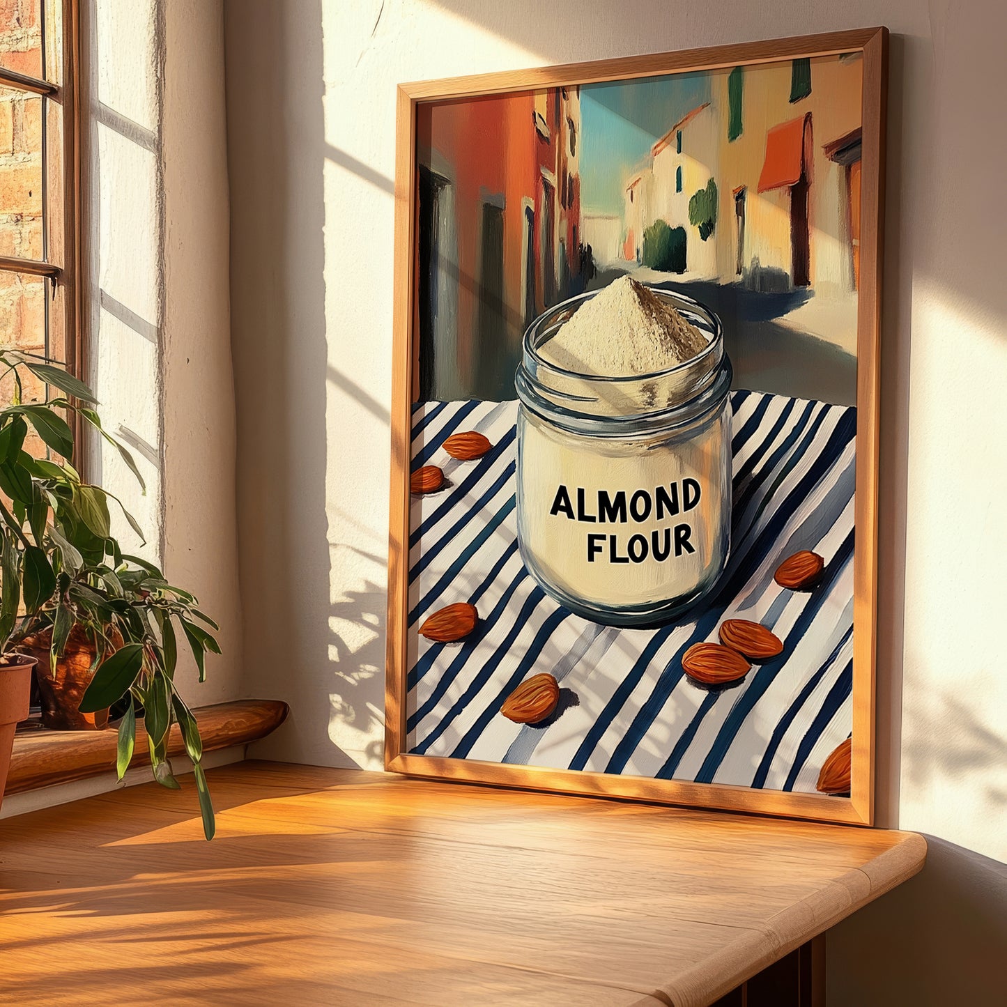 Almond Flour – Italian Urban Café Scene, Dough Wall Art, clean layout with no caption
