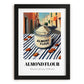 Almond Flour – Italian Urban Café Scene, Dough Wall Art, in sleek black frame