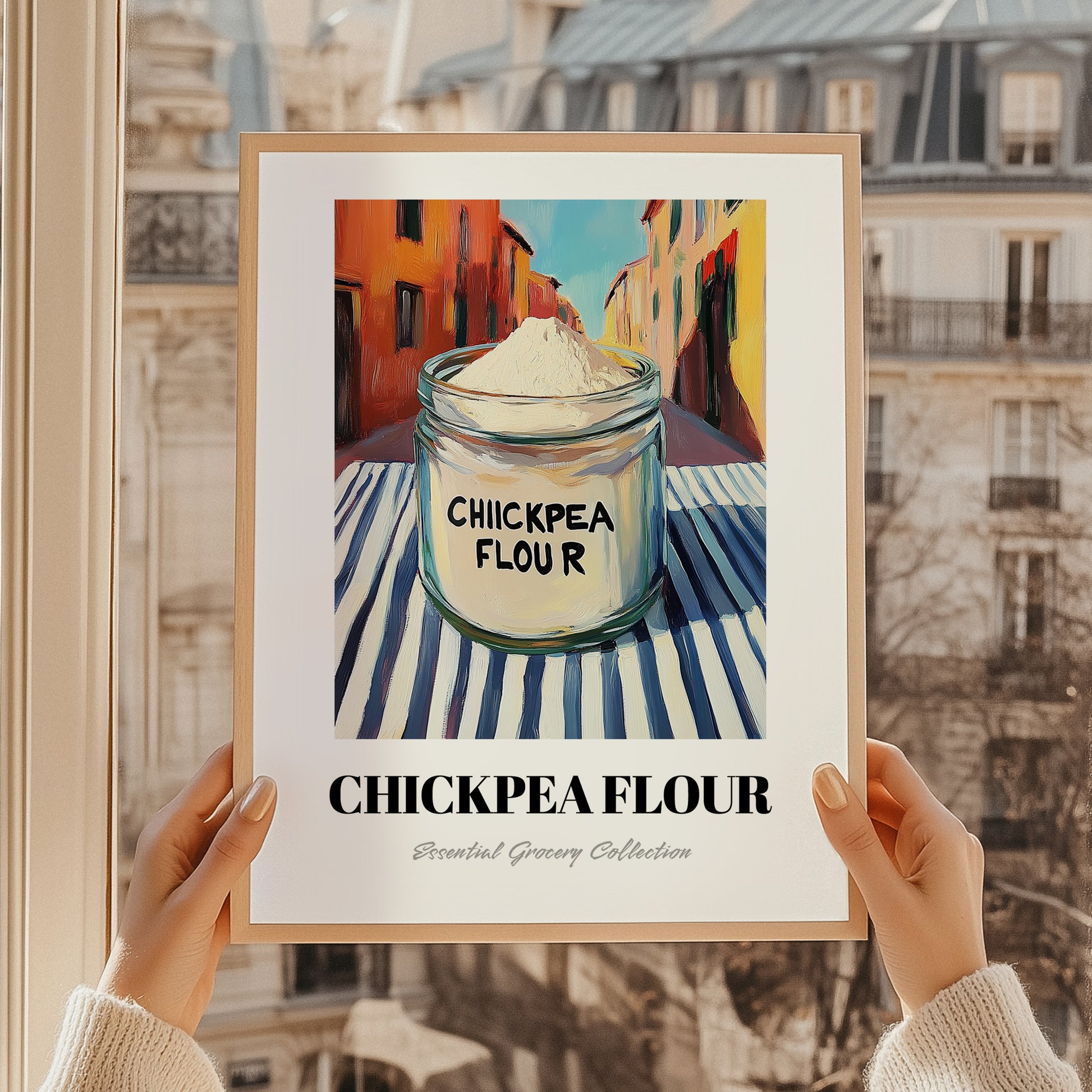 Chickpea Flour – Italian Café on the Corner, Dough Illustration, styled in a charming Paris street view