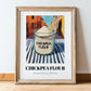 Chickpea Flour – Italian Café on the Corner, Dough Illustration, in wooden frame leaning on the floor