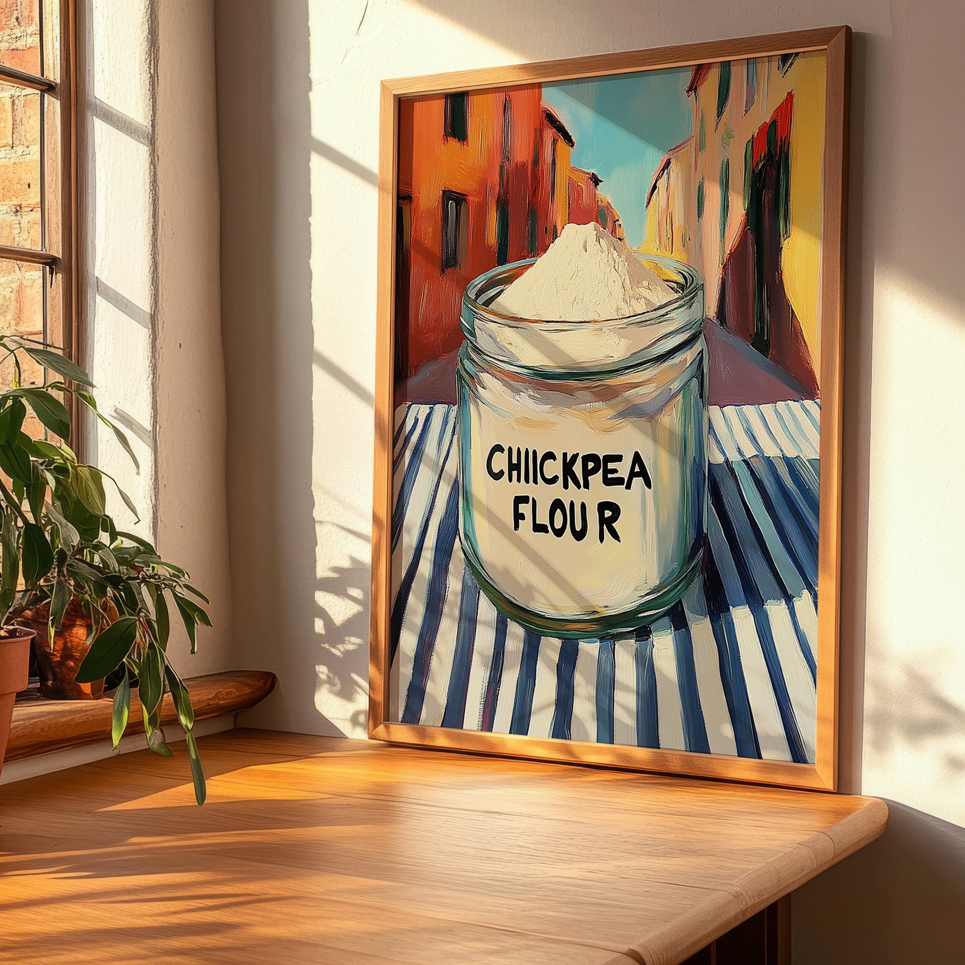 Chickpea Flour – Italian Café on the Corner, Dough Illustration, clean layout with no caption