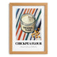 Chickpea Flour – on Striped Tablecloth, Dough Still Life, set in oak frame