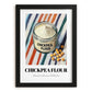 Chickpea Flour – on Striped Tablecloth, Dough Still Life, in sleek black frame