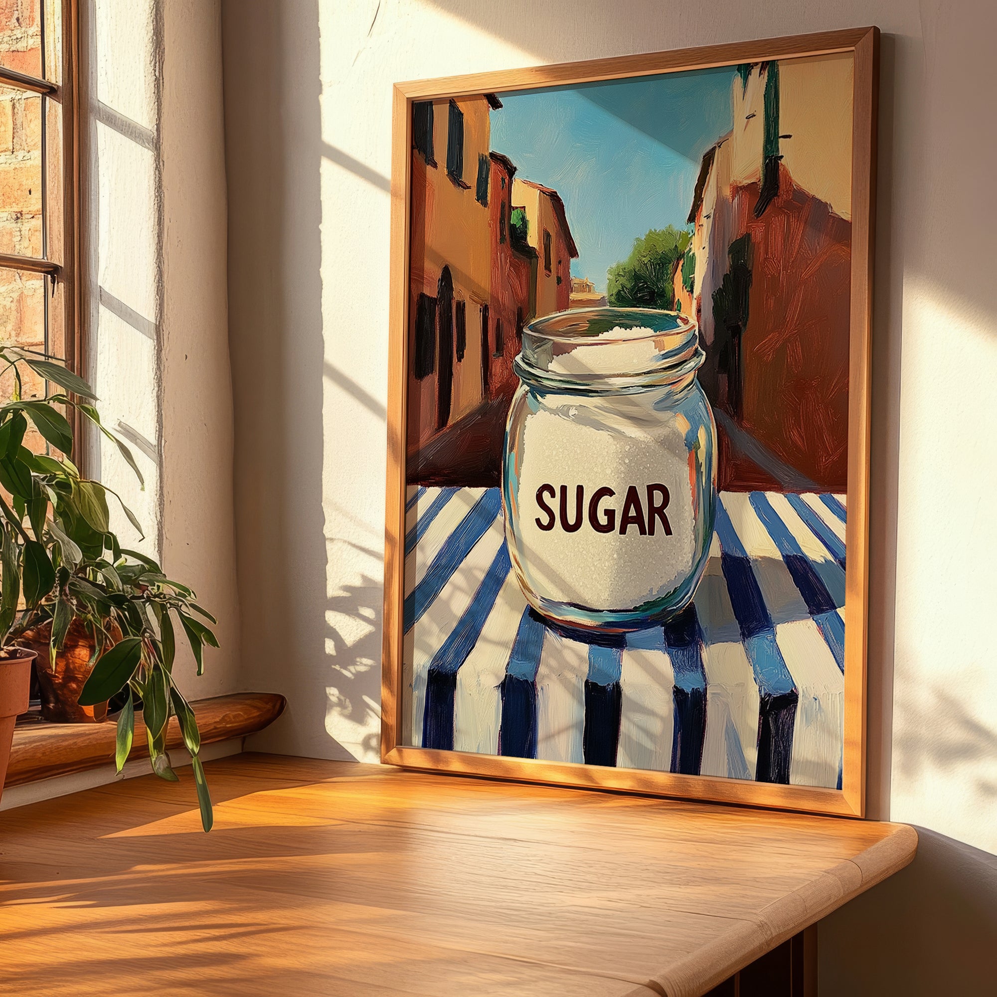 White Sugar – Italian Café on the Corner, Sweetener Poster, clean layout with no caption