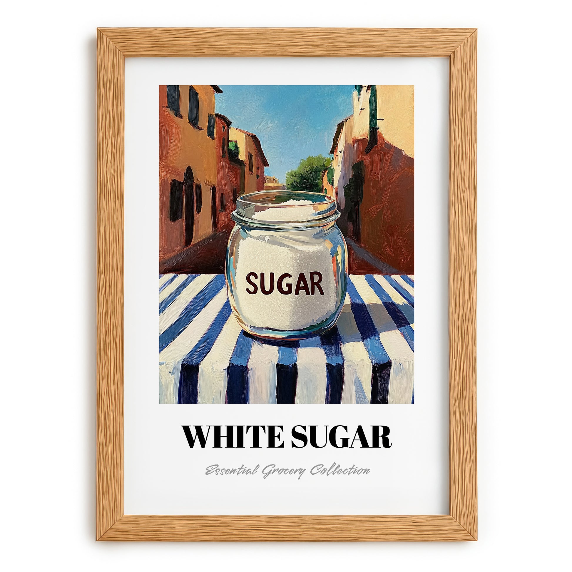 White Sugar – Italian Café on the Corner, Sweetener Poster, set in oak frame
