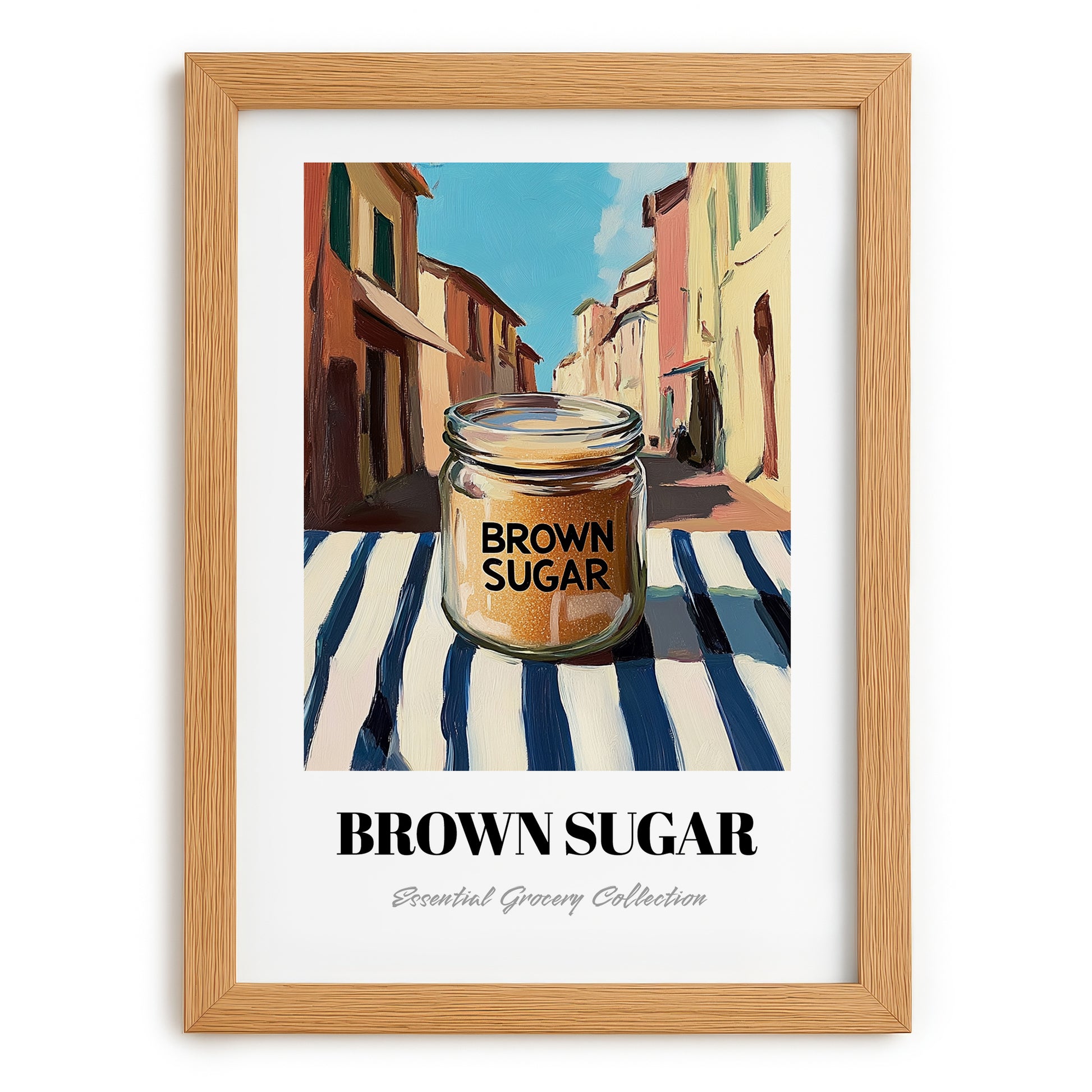 Brown Sugar – Italian Café on the Corner, Sweetener Wall Decor, set in oak frame